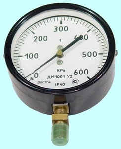 Манометр ДМ 1001 У2  показывающий, кл.т 1 пред.изм.  0 - 2.5 МПа г.в. 1992 (cnic21261)